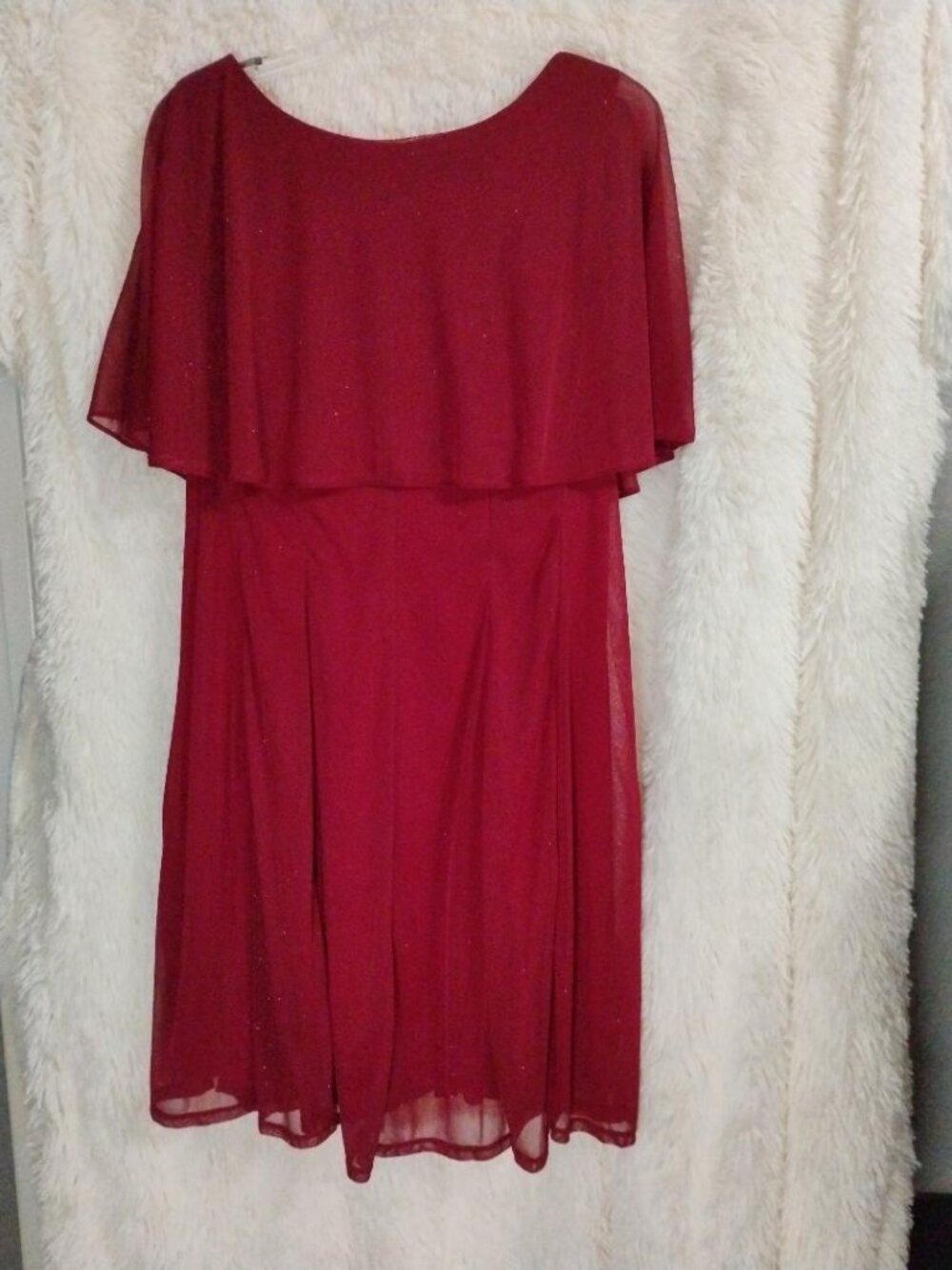J. Taylor Red Sparkle Capelet Dress Women's Size 18 EUC